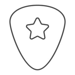Guitar pick thin line icon, musical and plectrum, mediator sign, vector graphics, a linear pattern on a white background.