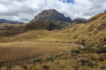 panoramic landscape of cajas national park, ecuador