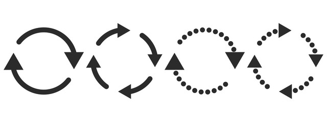 Set of black circular arrows. Vector illustration.