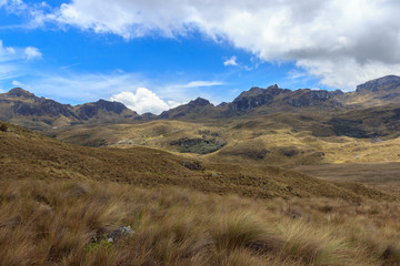 panoramic landscape of cajas national park, ecuador