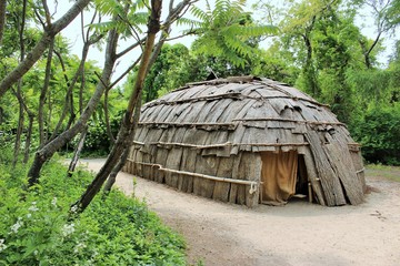 New England Wampanoag Indian home in the summer