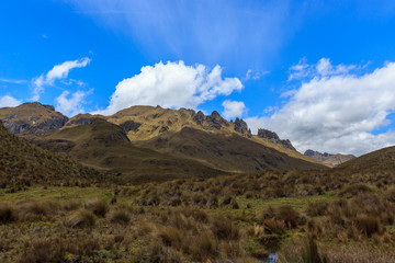 panoramic landscape of cajas national park, ecuador