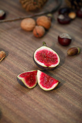 Fresh figs on a wooden table