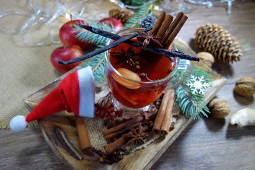 Wine mulled with spices. Christmas mulled wine. Christmas Eve
