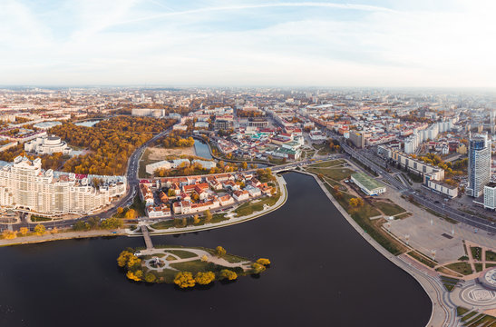 Cityscape Panorama Of Historical Center Of Minsk