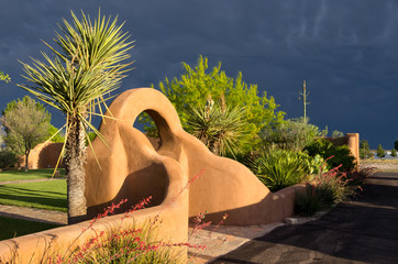Beautiful Curving Entrance to Southwestern Courtyard