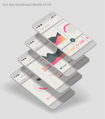 Flat design responsive Admin Dashboard UI mobile app with 3d mockups