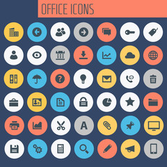 Trendy flat design big UI, UX and Office icons set