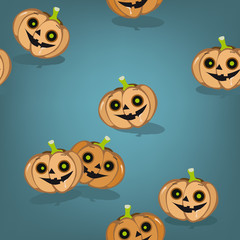 Halloween seamless pattern with Jack-o-lantern. Vector illustration.