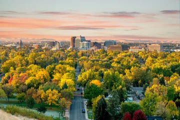 Foto op Plexiglas Mooie kleine stad Boise Idaho met herfstbomen in overvloed © knowlesgallery