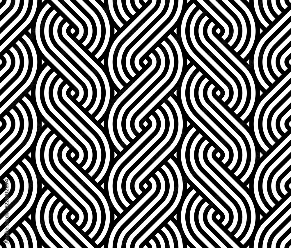 Poster vector geometric pattern. seamless braided linear pattern.