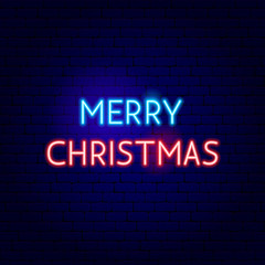 Fototapeta na wymiar Merry Christmas Neon Sign