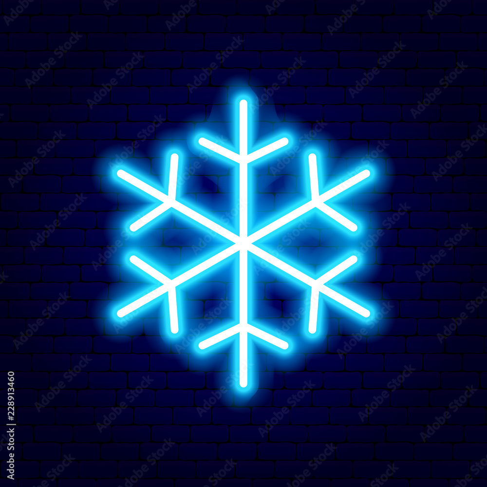 Wall mural snowflake neon sign