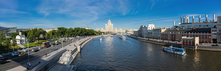 Panoramic view of Moscow river near Park Zaryadye