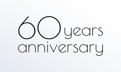 60 years anniversary icon. 60th celebrating logo. Design element or banner for birthday, invitation, wedding jubilee. Vector illustration.
