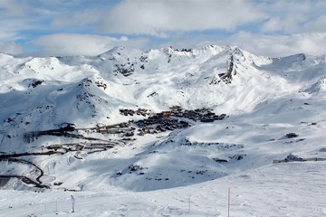 France, French Alps, Tarentaise Valley, Savoie. Val Thorens is located in the commune of Saint-Martin-de-Belleville in the Savoie département, March 10, 2017