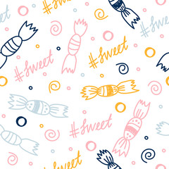 Abstract handmade seamless pattern background. Childish handcrafted wallpaper for design card, baby nappy, diaper, scrapbook, holiday wrapping paper, textile, bag print, t shirt etc.