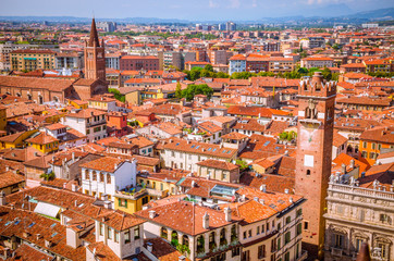 Fototapeta na wymiar Beautiful aerial view of Verona, Veneto region, Italy.