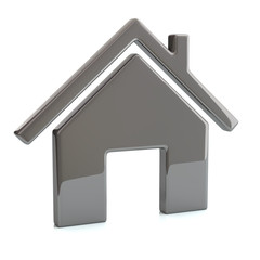 3D illustration silver home symbol icon 