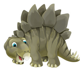 cartoon scene with happy and funny dinosaur stegosaurus - on white background - illustration for children © agaes8080