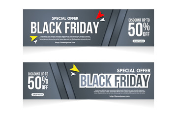 Set of black friday sale banner design. Black friday sale banner template. Abstract banner.