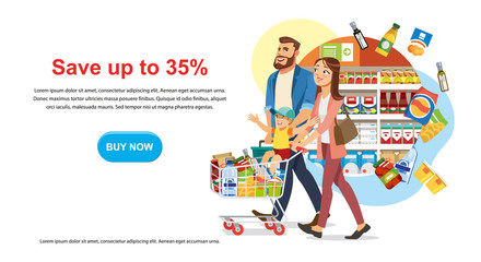 Save Money Discount in Food Shop Vector Web Banner