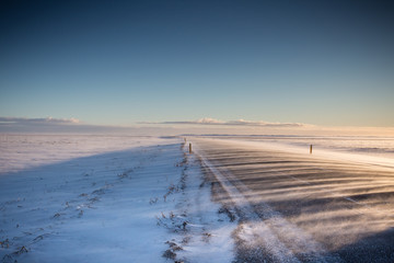 Snow Swept Road in Iceland