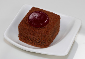 chocolate cake with raspberry jelly