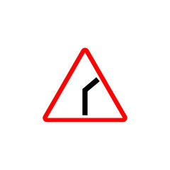 Road sign.Dangerous turn to the right