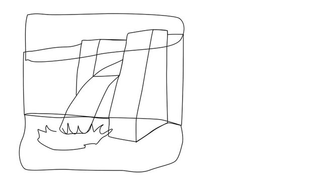 Animation sketch vector doodle illustration of alternative energy hydroelectric dam