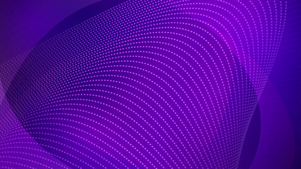 Abstract background of curved surfaces and halftone dots in purple colors