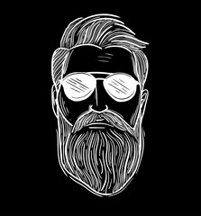 hairstyle and beard in a realistic style. Hipster hair and beard.
