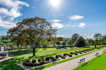 A view of one of the alleys in Duthie park with river Dee on a background, Aberdeen, Scotland