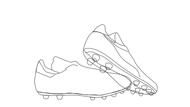 Animated Sketch Vector Self Drawing Doodle Isolated Football Soccer Shoe Boots Footwear Cleat Drawn In Black Changes To Color Illustration