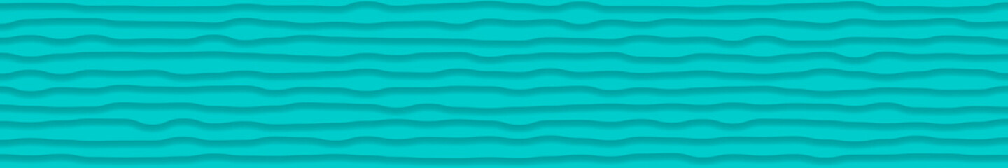 Abstract horizontal banner of wavy lines with shadows in light blue colors