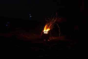 Campfire on the seaside.