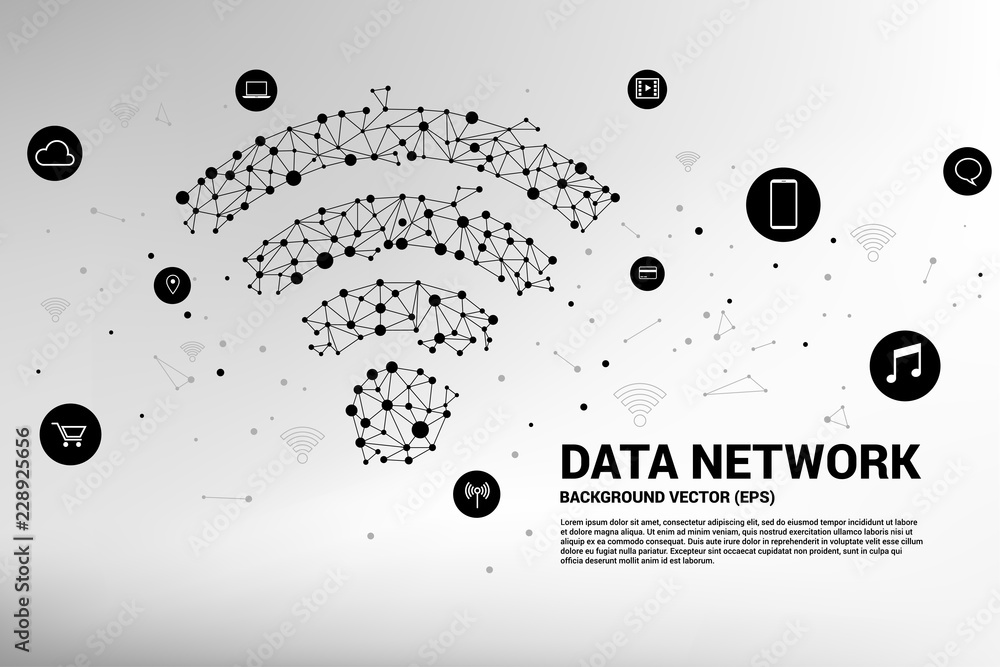 Poster Vector Polygon mobile data icon. Concept for data transfer of  mobile and wi-fi data network.