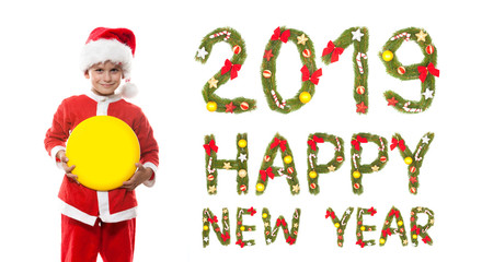 Boy holding a christmas poster
