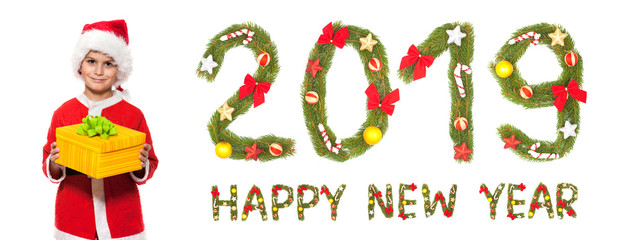 Boy holding a christmas gift