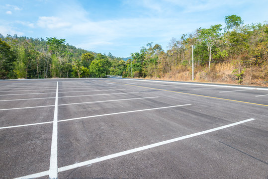 Empty space outdoor asphalt parking lot in national park