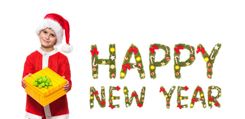 Boy holding a christmas gift