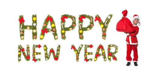 Boy holding a christmas sack