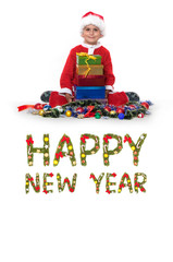 Boy holding a christmas gift