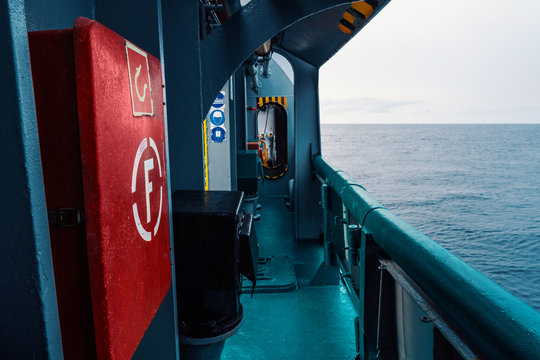 View from ship or vessel deck to open sea - beautiful seascape.
