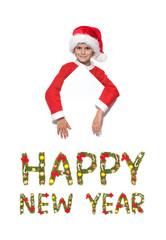 Boy holding  a christmas poster