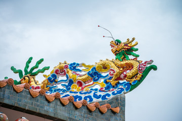 Beautiful dragon in Chinese temple, Kanchanaburi Thailand