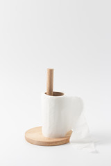 empty toilet paper rolls on white background