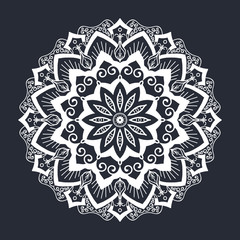 Laser cutting mandala. Black and white floral pattern. Silhouette ornament.