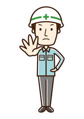 作業員　ストップ