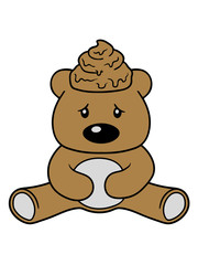 scheiße kacke kopf kot haufen häufchen ekelig bär süß niedlich sitzen klein comic cartoon clipart design teddy grizzly grizzlybär sitzend dick lustig